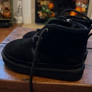 UGG boys black furry boots size 12